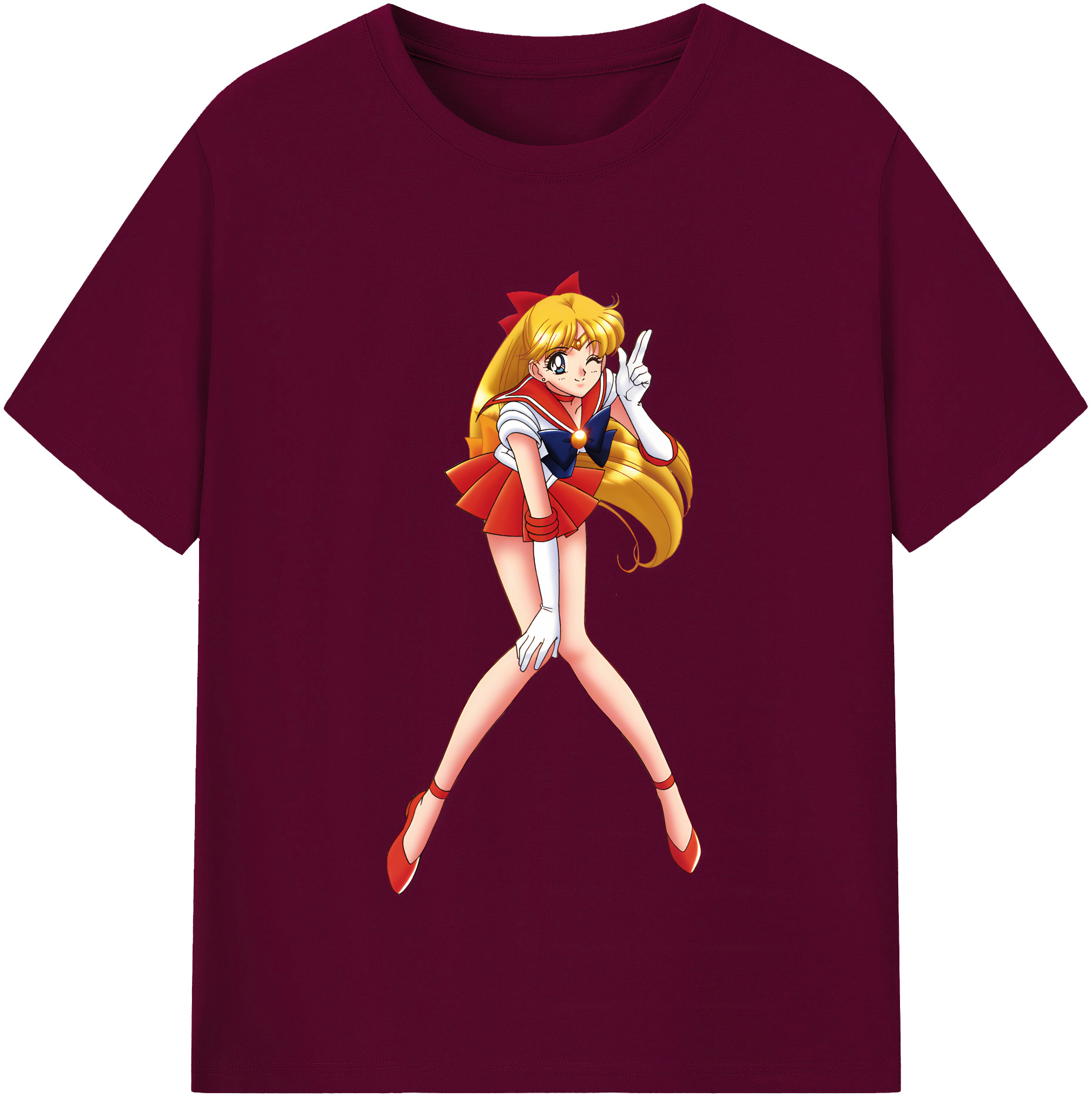 （画像用） 美少女戦士セーラームーン 愛野 美奈子 あいの みなこ Sailor Moon Aino Minako レディースカジュアルプリントTシャツ（綿100％）